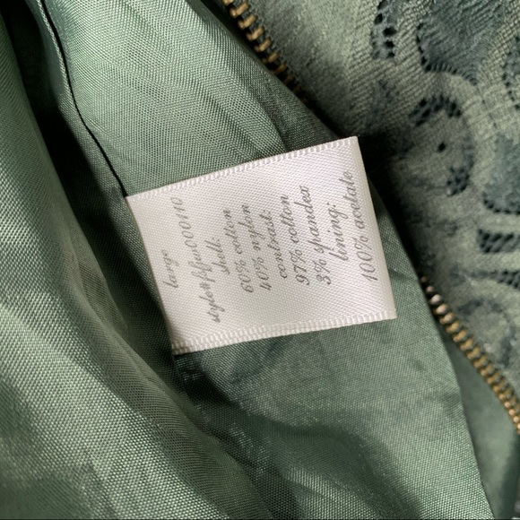 Blue Rain Green Lace Zip-up Bomber Jacket - Picture 5 of 6